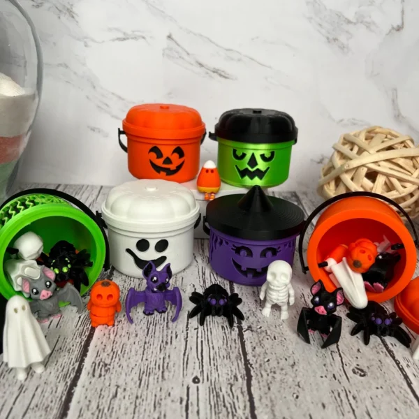 Halloween Boo Bucket, and Candy Corn Container with Micro Mini Friends (extra small)